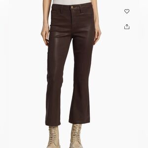 L’Agence Kendra High-Waisted Cropped Jeans in Coated Espresso